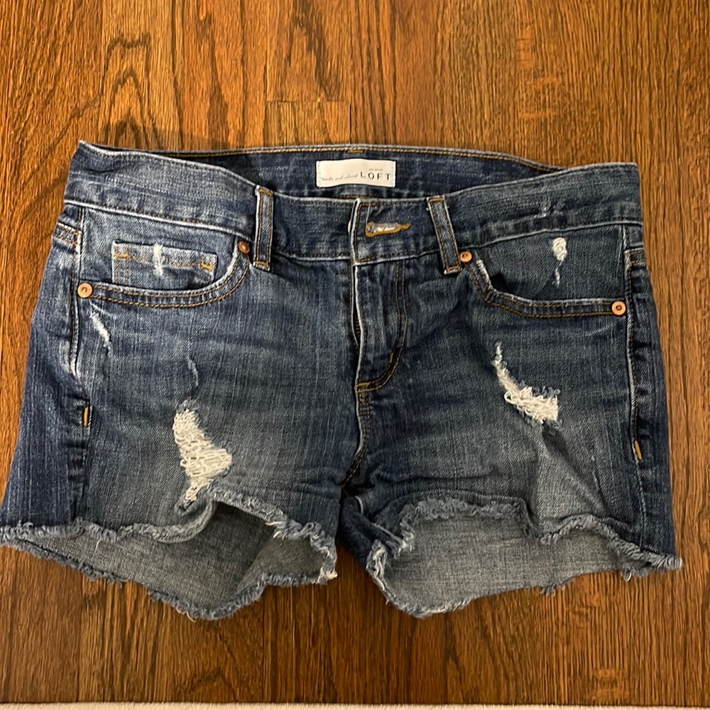 LOFT Distressed jean shorts